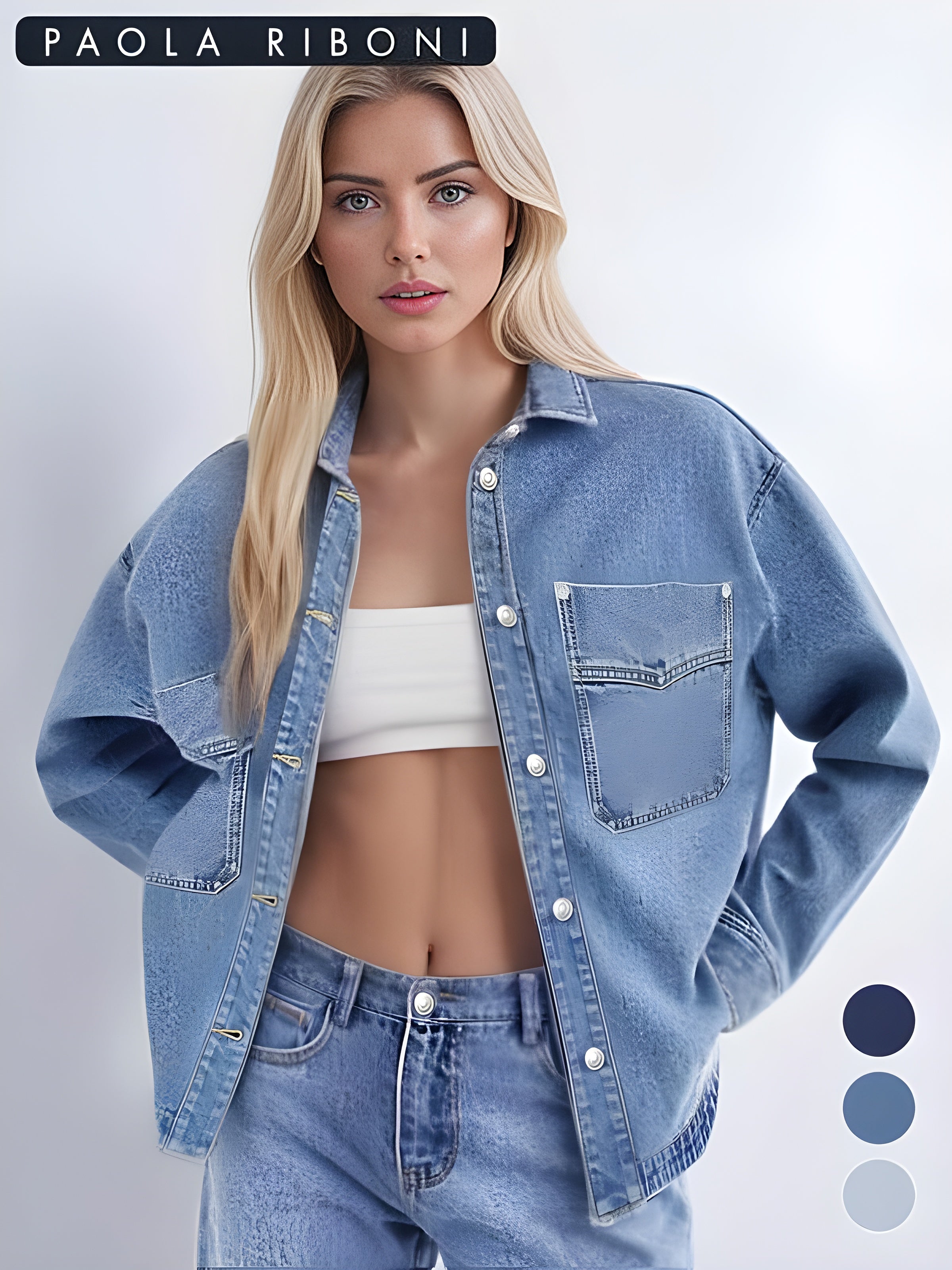 Viral Plain Button Front Drop Shoulder Curved Hem Denim Jacket